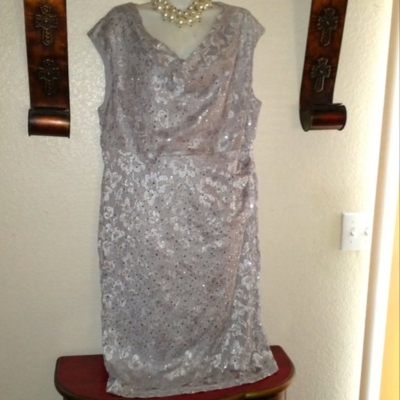 Dress Barn Dresses & Skirts - 💕Gorgeous Silver Sequin Lace Dress 💕